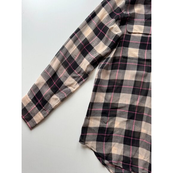 EQUIPMENT Slim Signature Plaid Check 100% Silk Chiffon Button Up Shirt, Size S - Picture 7 of 15